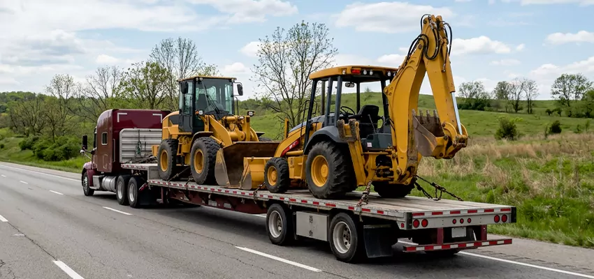 Loader and Backhoe Tractors Transport Austin